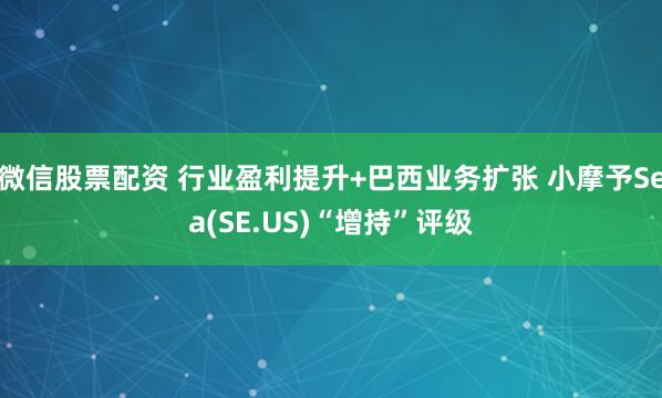 微信股票配资 行业盈利提升+巴西业务扩张 小摩予Sea(SE.US)“增持”评级